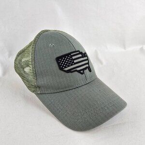 Highland Tactical Hat Mens Green Mesh Trucker Cap American Flag Patch Snapback